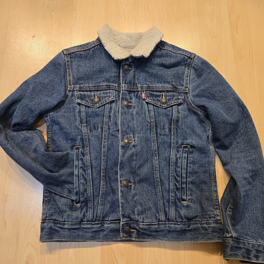 Levis Boys' Sherpa Lined Denim Trucker Jacket